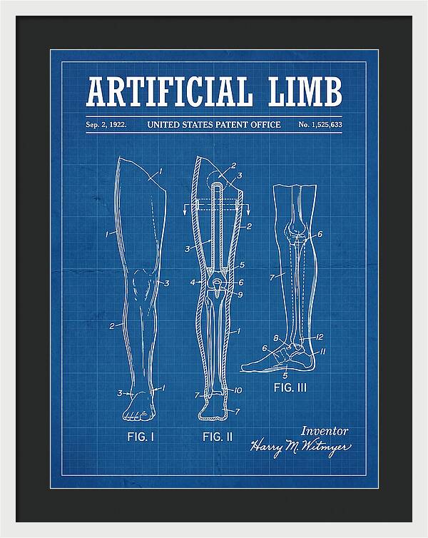 Artificial Limb Blueprint Patent Us1525633a
