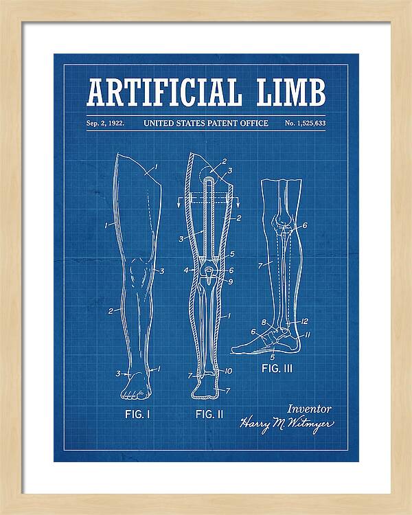 Artificial Limb Blueprint Patent Us1525633a
