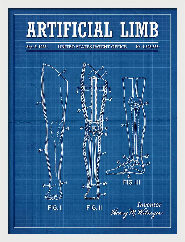 Artificial Limb Blueprint Patent Us1525633a