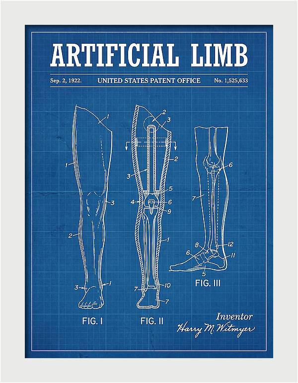 Artificial Limb Blueprint Patent Us1525633a