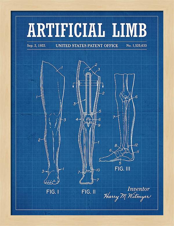 Artificial Limb Blueprint Patent Us1525633a