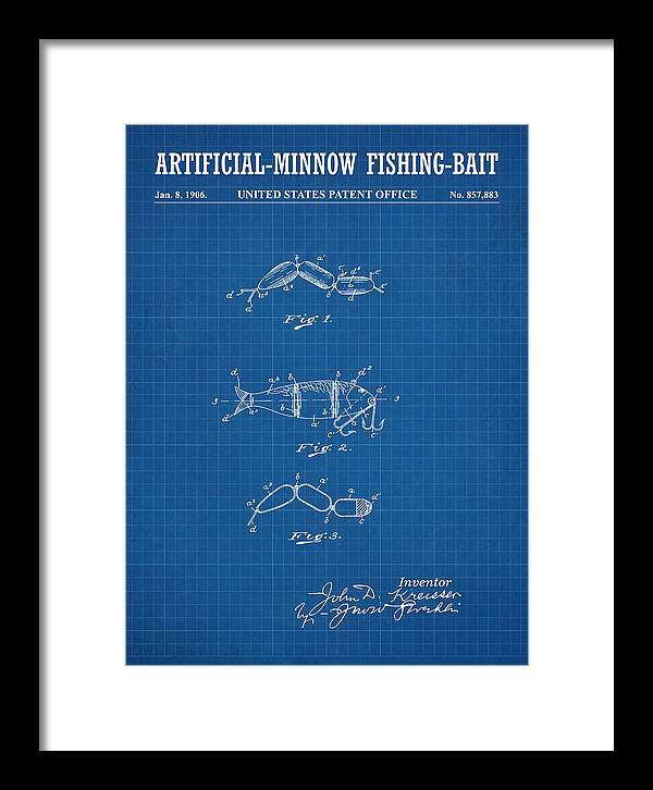 Artificial Minnow Fishing Bait Blueprint Patent Us857883a