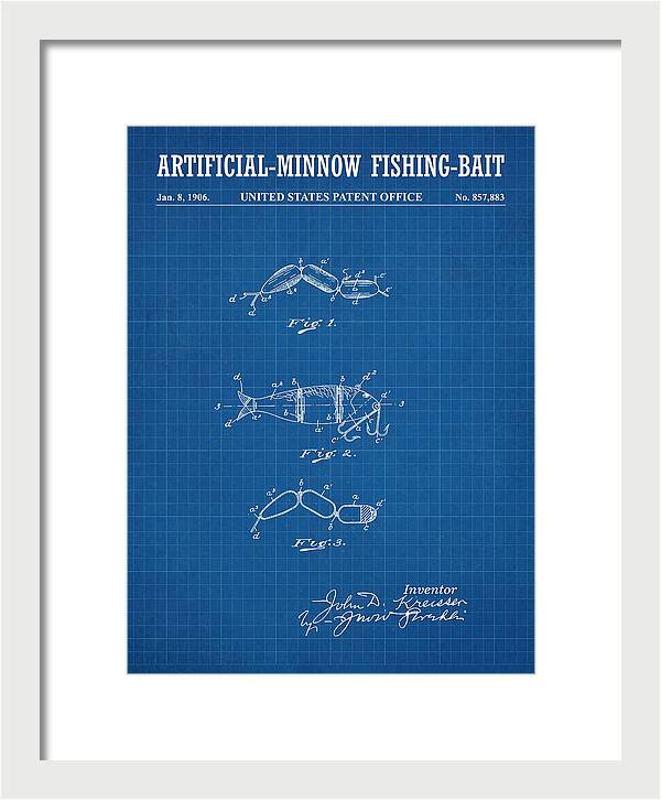 Artificial Minnow Fishing Bait Blueprint Patent Us857883a