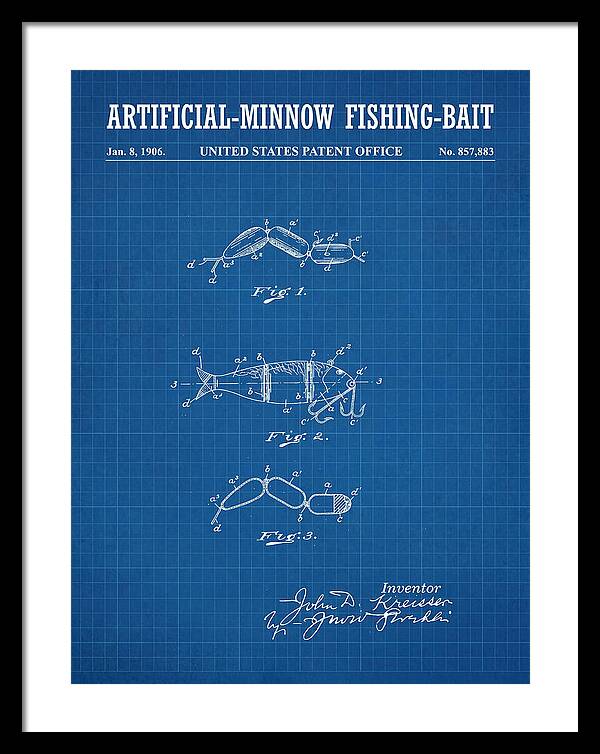 Artificial Minnow Fishing Bait Blueprint Patent Us857883a