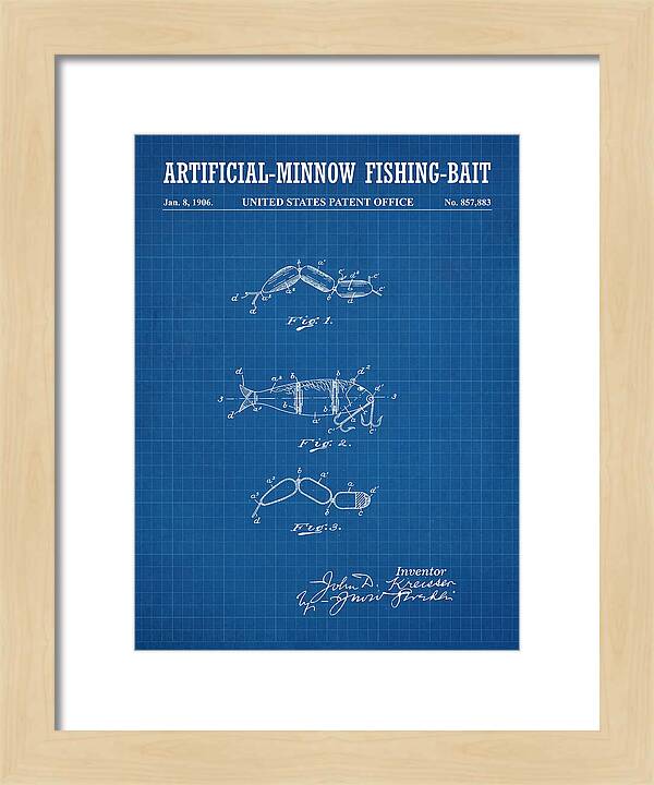 Artificial Minnow Fishing Bait Blueprint Patent Us857883a