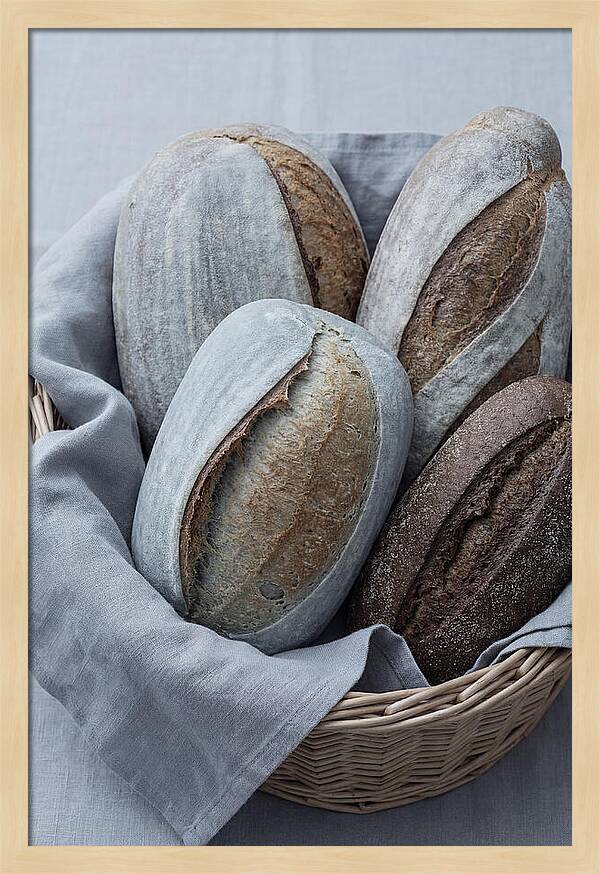 Artisan Bread Loaves In Basket
