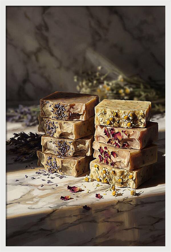 Artisan Soap Bars With Dried Flowers