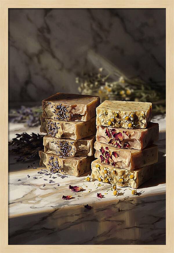 Artisan Soap Bars With Dried Flowers