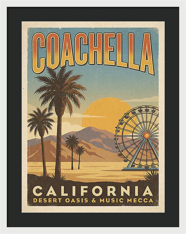Coachella California Vintage Travel Poster