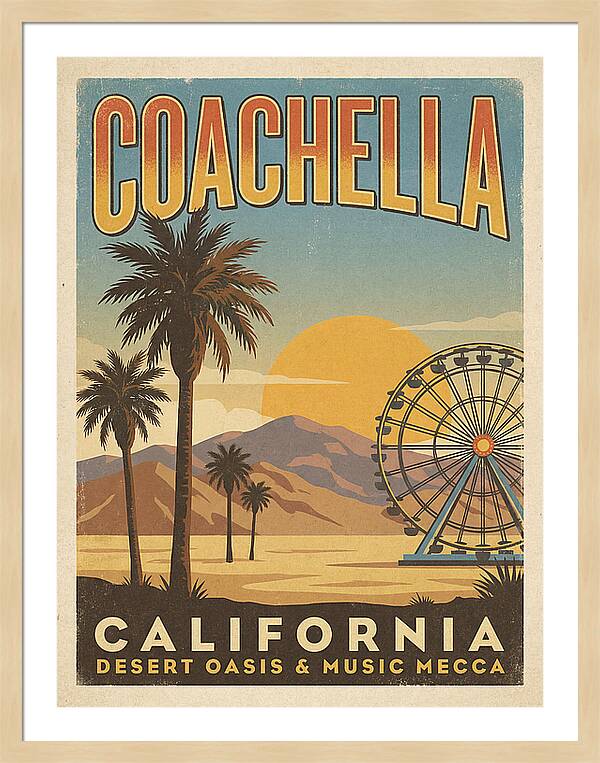 Coachella California Vintage Travel Poster