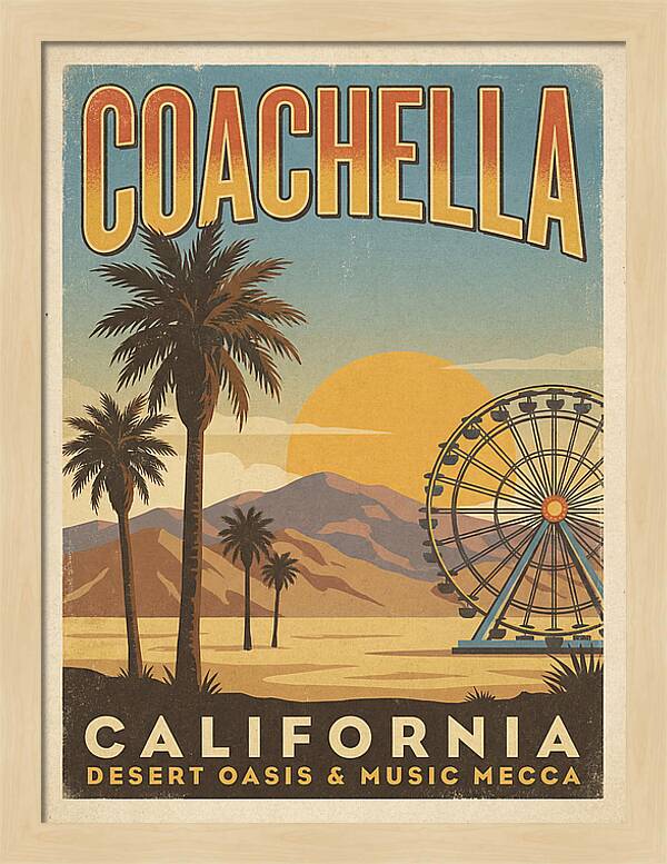 Coachella California Vintage Travel Poster