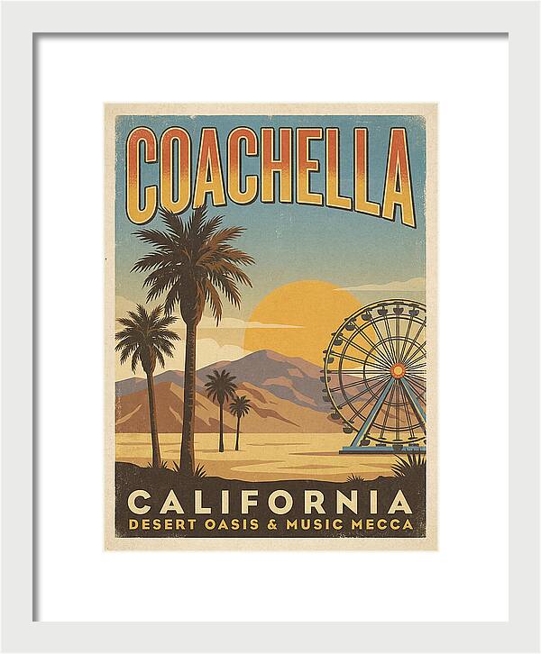Coachella California Vintage Travel Poster