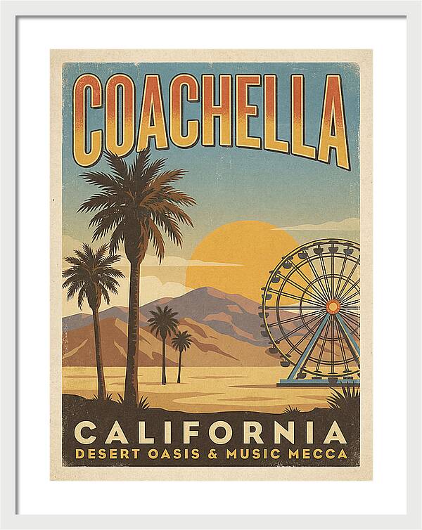 Coachella California Vintage Travel Poster
