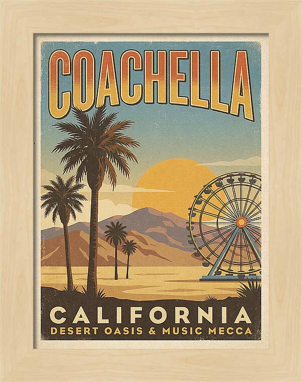 Coachella California Vintage Travel Poster