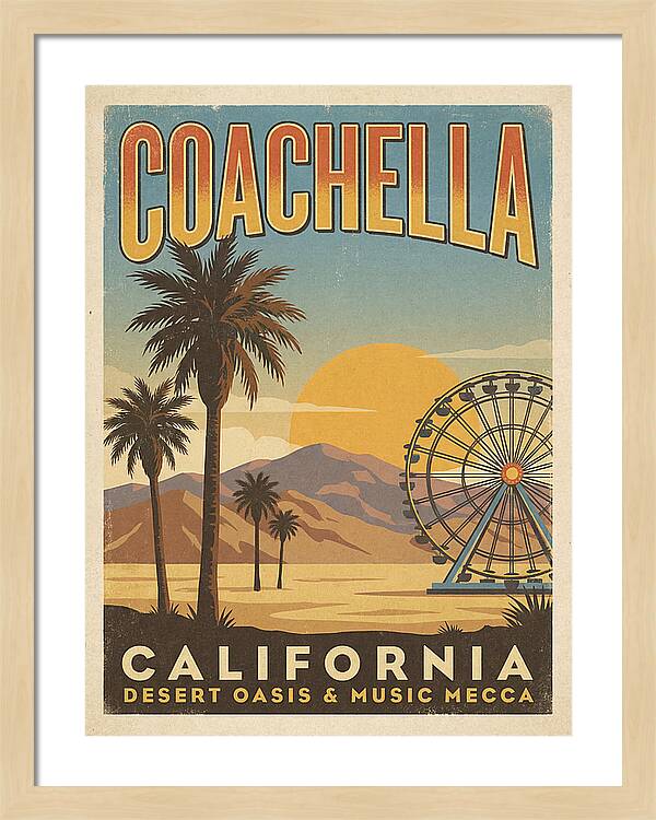 Coachella California Vintage Travel Poster