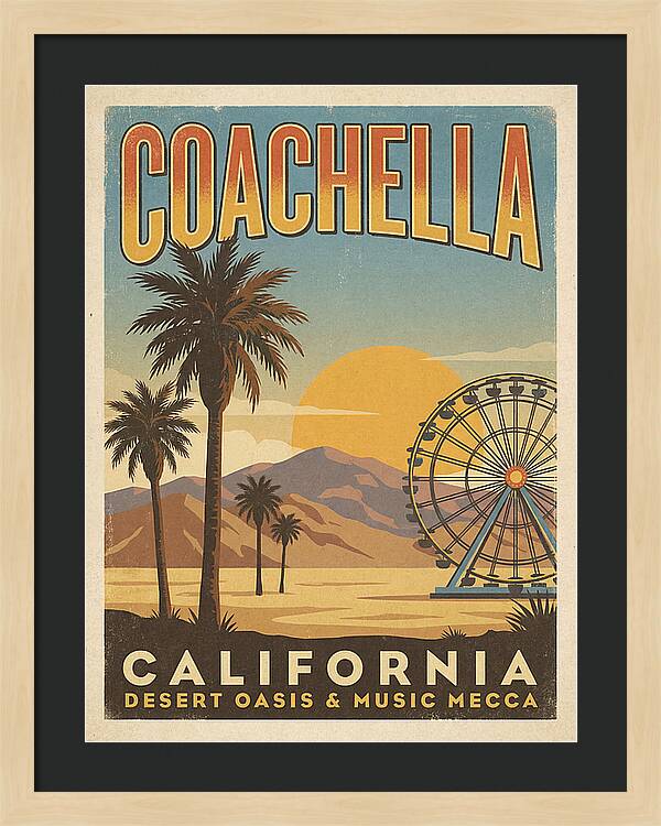 Coachella California Vintage Travel Poster