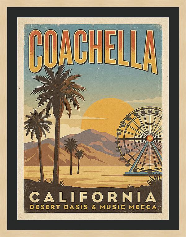 Coachella California Vintage Travel Poster