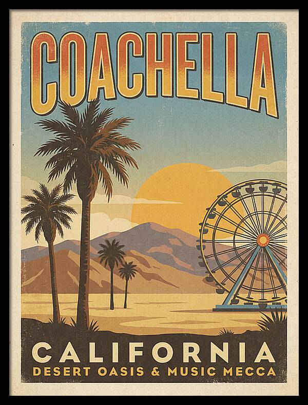 Coachella California Vintage Travel Poster