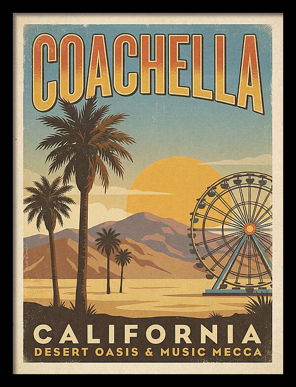 Coachella California Vintage Travel Poster
