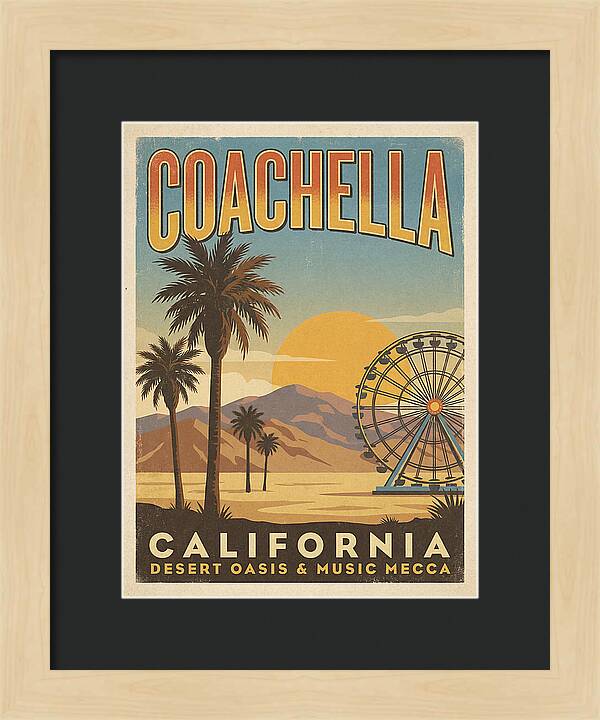 Coachella California Vintage Travel Poster