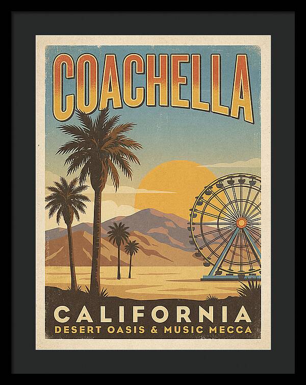 Coachella California Vintage Travel Poster