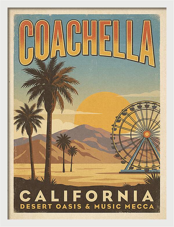 Coachella California Vintage Travel Poster