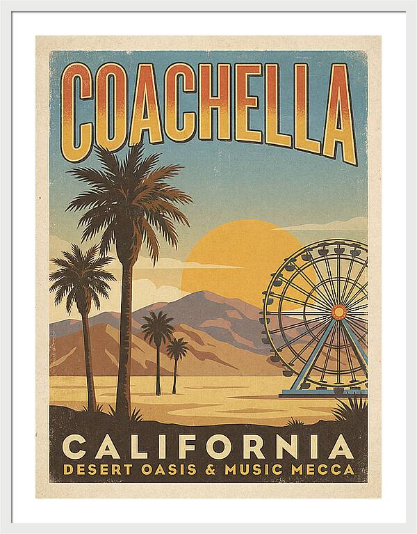 Coachella California Vintage Travel Poster