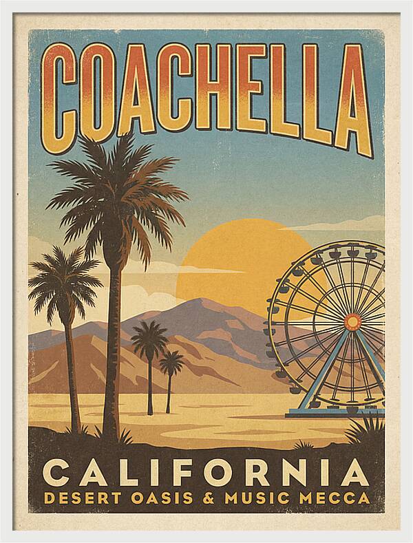 Coachella California Vintage Travel Poster