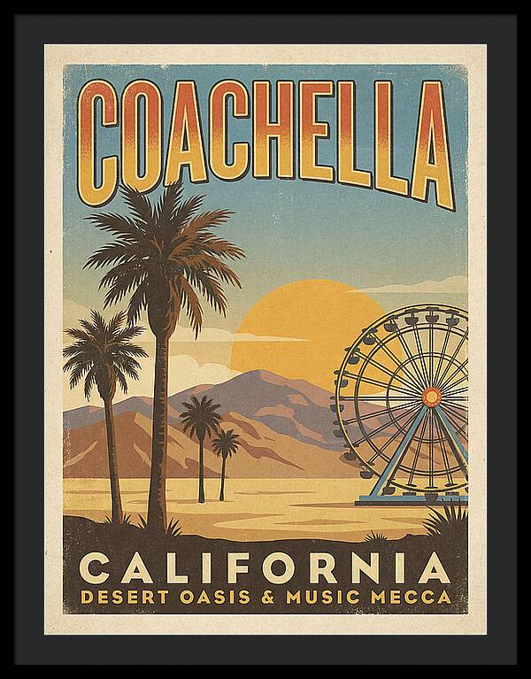 Coachella California Vintage Travel Poster