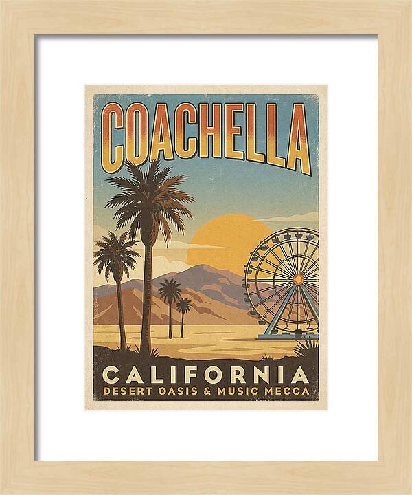 Coachella California Vintage Travel Poster