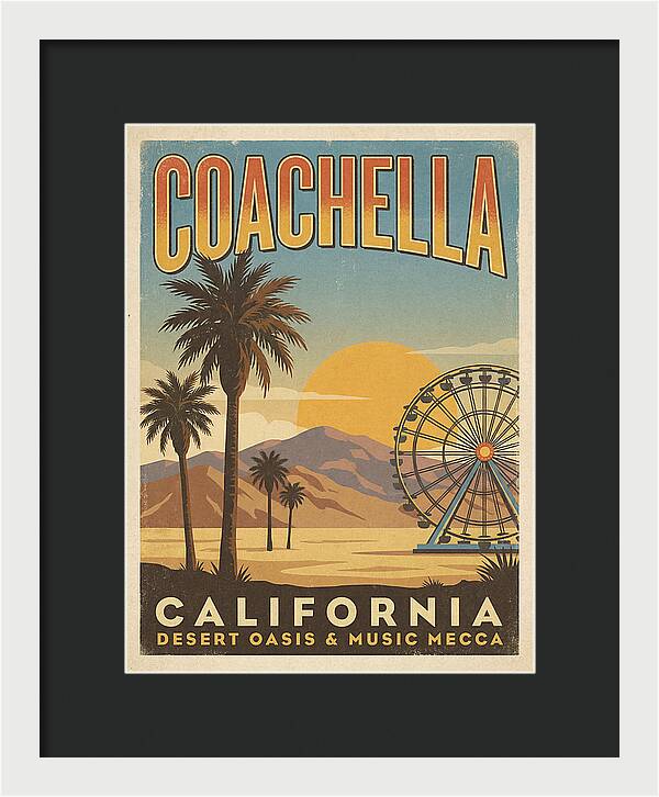 Coachella California Vintage Travel Poster