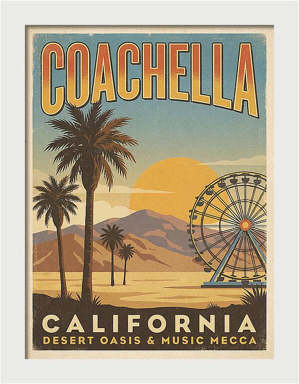 Coachella California Vintage Travel Poster