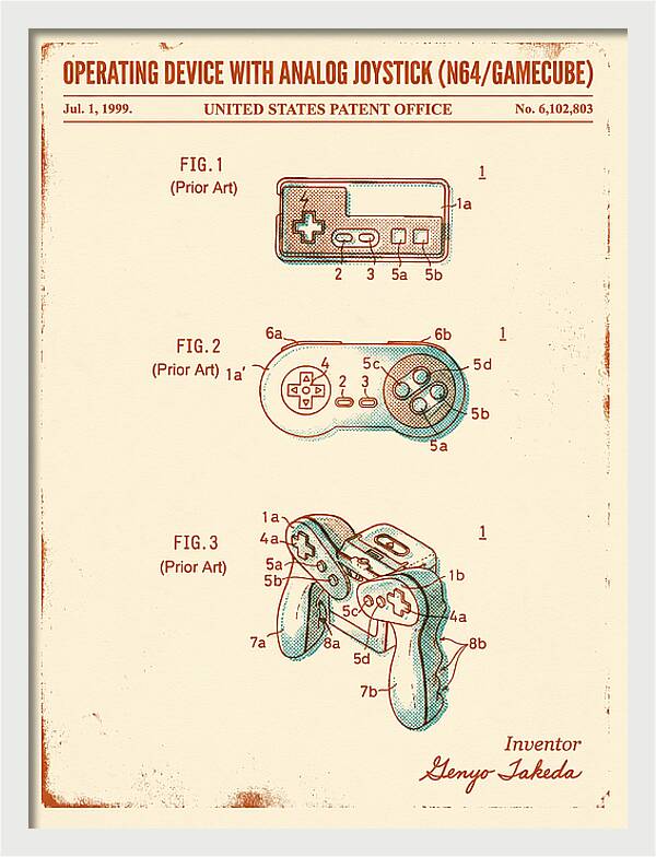 Nintendo N64 Controller Retro Patent Us6102803a