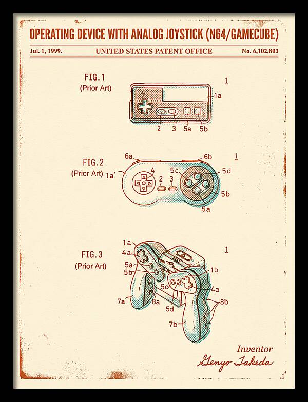 Nintendo N64 Controller Retro Patent Us6102803a