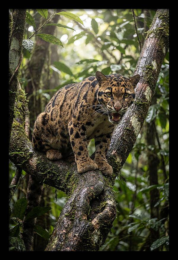 Asian Clouded Leopard Perched In Jungle