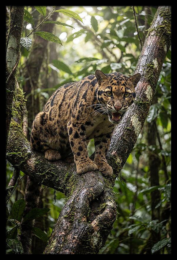 Asian Clouded Leopard Perched In Jungle