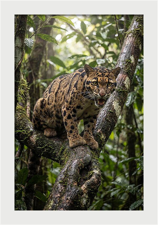 Asian Clouded Leopard Perched In Jungle
