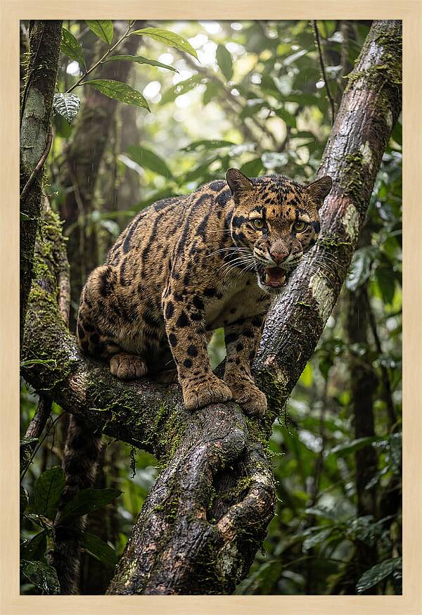 Asian Clouded Leopard Perched In Jungle