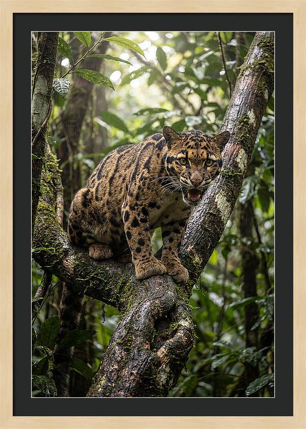 Asian Clouded Leopard Perched In Jungle