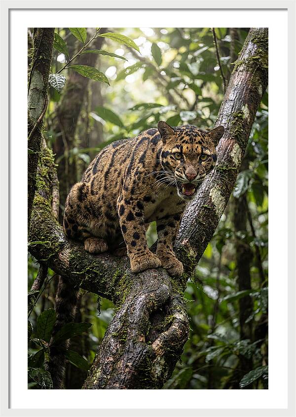 Asian Clouded Leopard Perched In Jungle