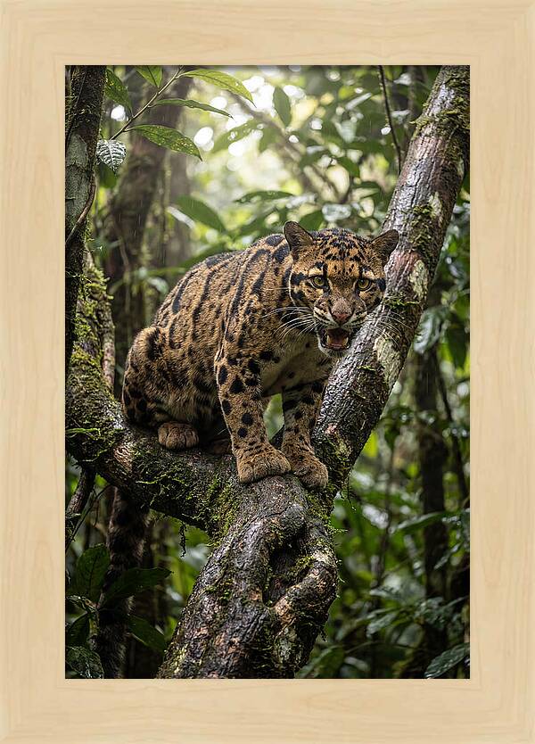 Asian Clouded Leopard Perched In Jungle