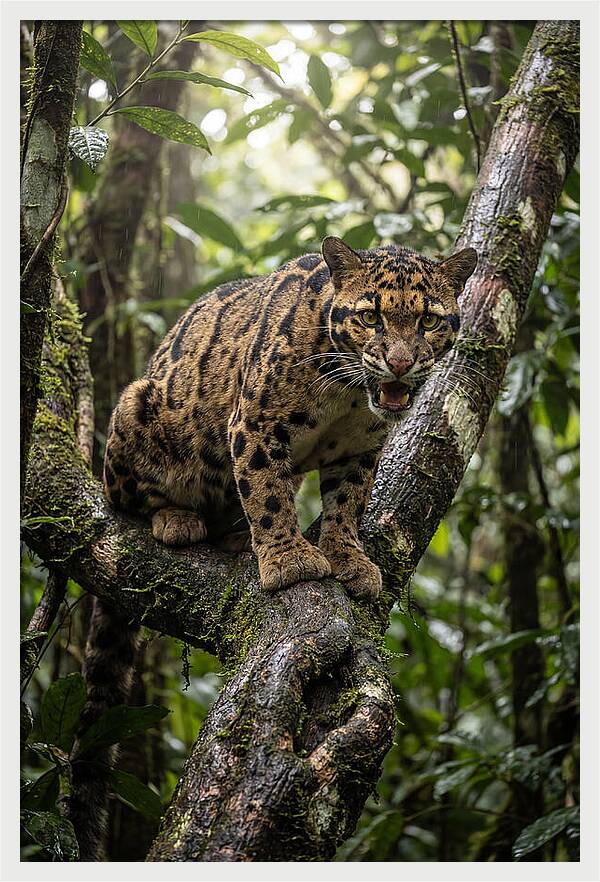 Asian Clouded Leopard Perched In Jungle