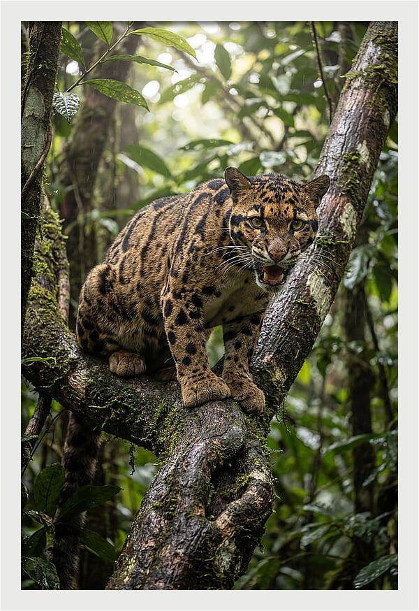Asian Clouded Leopard Perched In Jungle
