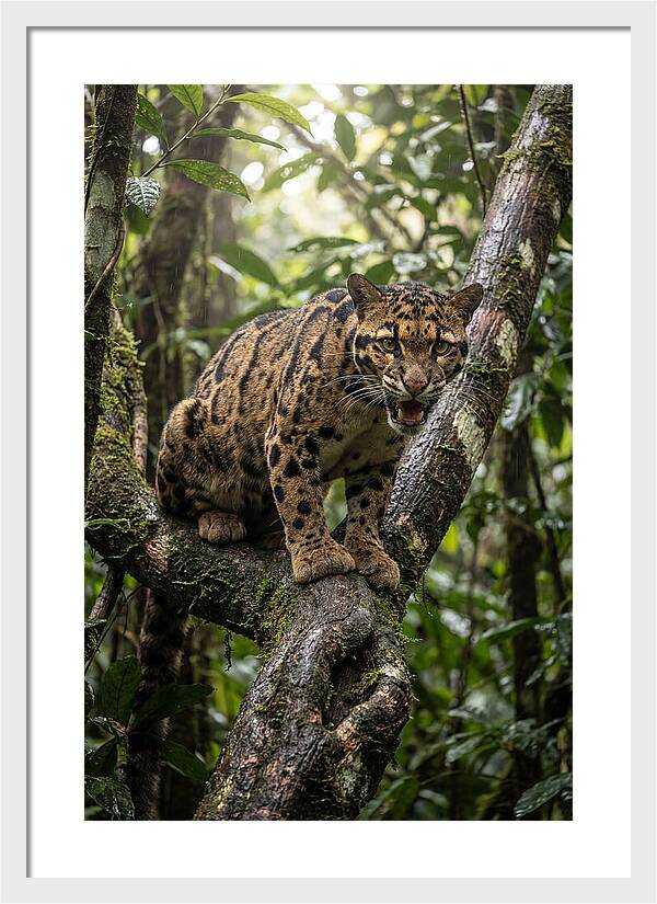 Asian Clouded Leopard Perched In Jungle