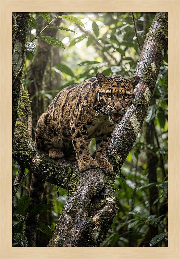 Asian Clouded Leopard Perched In Jungle