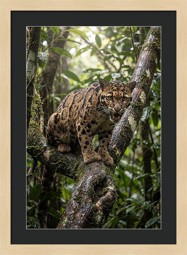 Asian Clouded Leopard Perched In Jungle