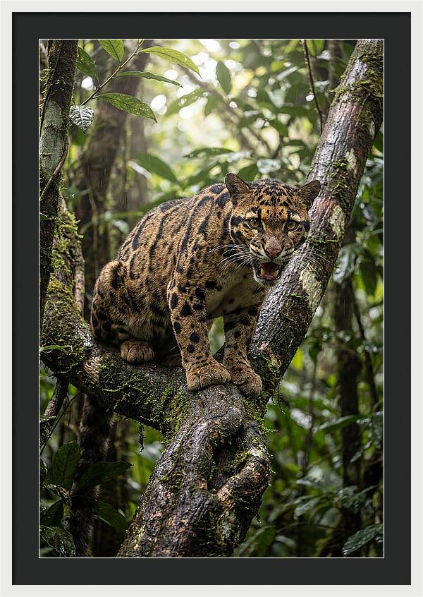 Asian Clouded Leopard Perched In Jungle