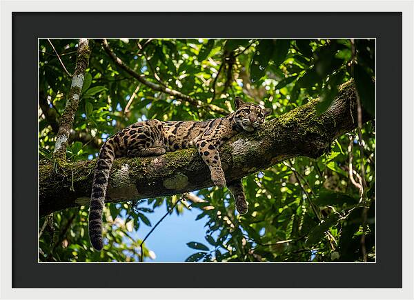 Asian Clouded Leopard Relaxing In Trees