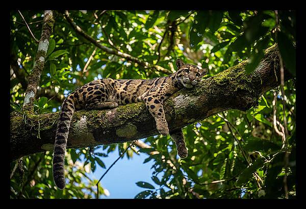 Asian Clouded Leopard Relaxing In Trees