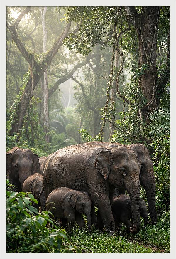 Asian Elephants In The Jungle